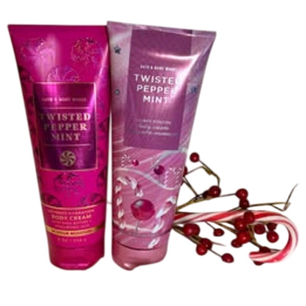 ⁠Bath & Body Works Body Cream Shea Butter 8 oz Set of 2 Twisted Peppermint